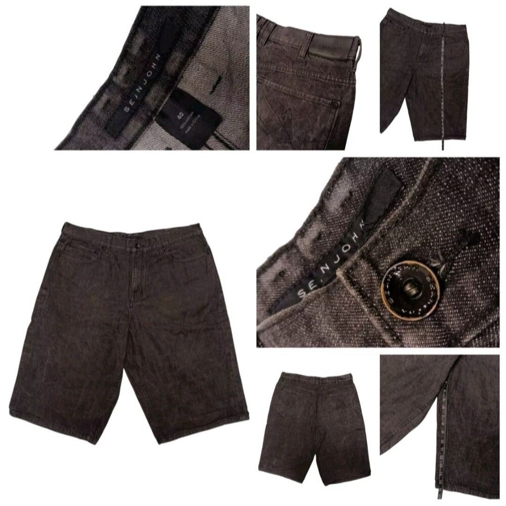 Vintage Sean John Denim Shorts Mens 40 Puff Daddy, Baggy Wide Leg Y2K Black